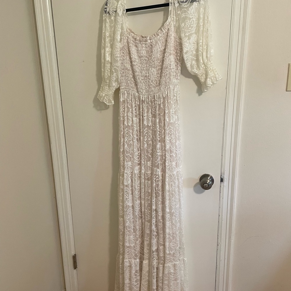 Baltic Born Cream Lace Long Sleeve Dress